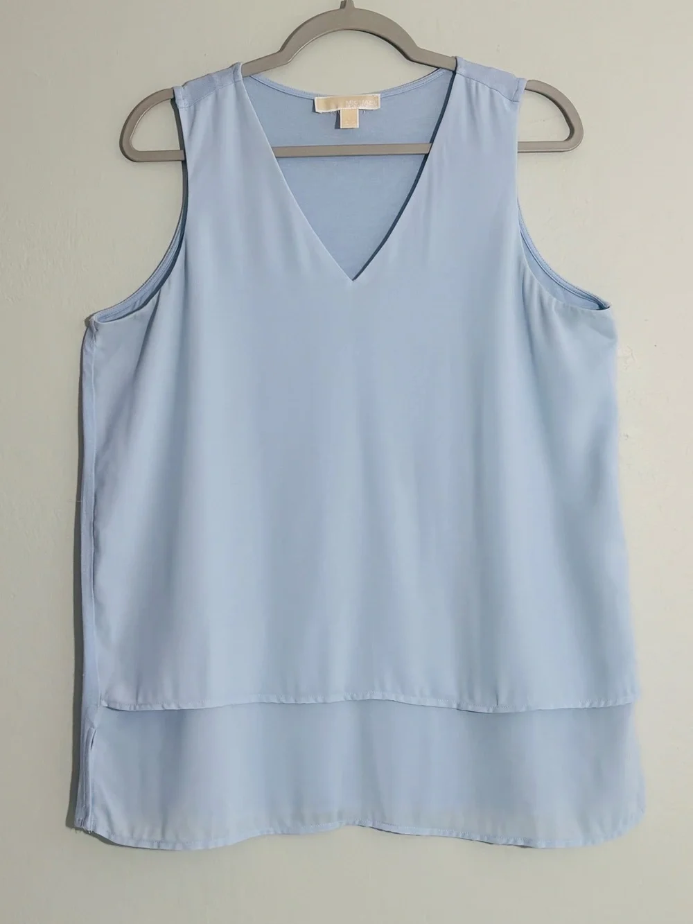 Michael Kors blue tiered tank blouse L
